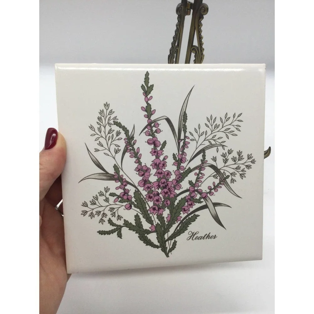 Vintage 6”‎ Heather trivet purple cotagecore spring country farmhouse decor